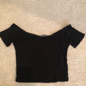 Missguided black off the shoulder crop top